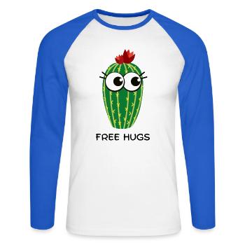 free hugs cactus - Unisex Baseballshirt langarm - Weiß/Royalblau - Vorne - Nik (191cm)