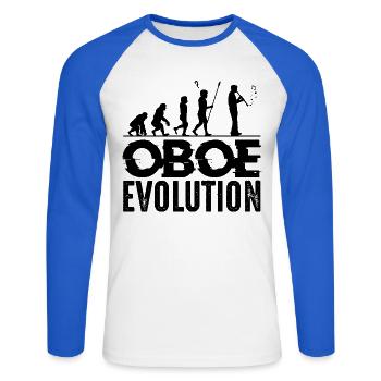 Oboe - Unisex Baseballshirt langarm - Weiß/Royalblau - Vorne - Nik (191cm)