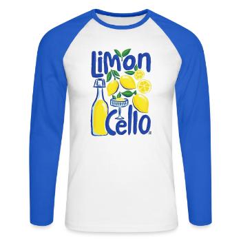 Cooles Design - Unisex Baseballshirt langarm - Weiß/Royalblau - Vorne - Nik (191cm)