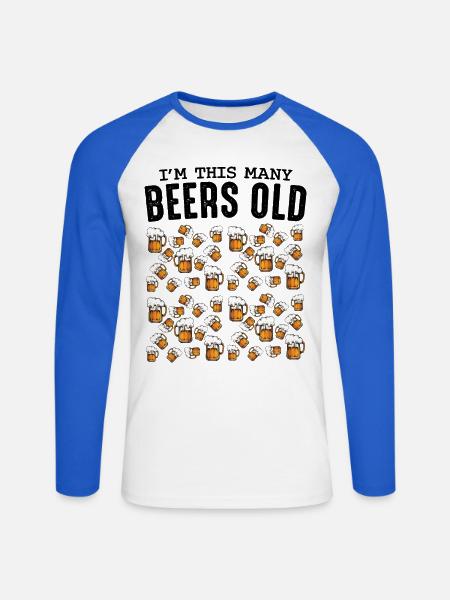 Beer Mug Pattern Collection Birthday 50 - Unisex Long Sleeve Baseball T-Shirt - white/royal blue