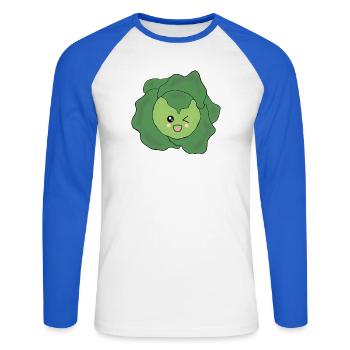 Salat Gemüse Kostüm Fasching Karneval Partnershirt - Unisex Baseballshirt langarm - Weiß/Royalblau - Vorne - Nik (191cm)