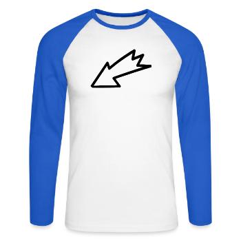 Pfeil - Pfeil - Unisex Baseballshirt langarm - Weiß/Royalblau - Vorne - Nik (191cm)