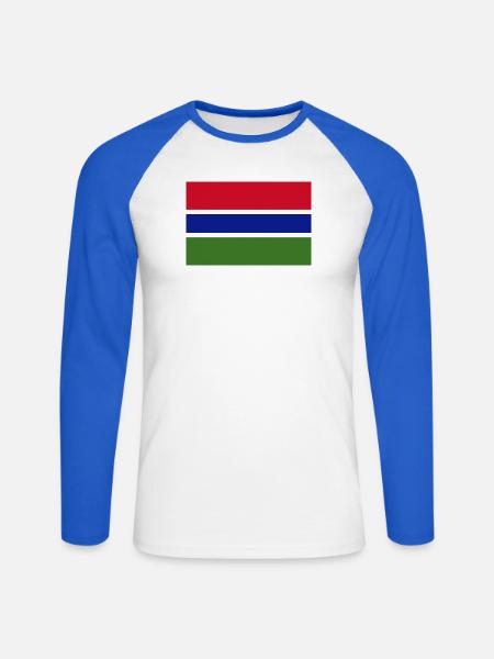 Gambia - Unisex Baseballshirt langarm - Weiß/Royalblau