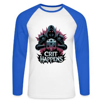 Les coups critiques se produisent - T-shirt baseball manches longues Homme - blanc/bleu royal - Devant - Nik (191cm)