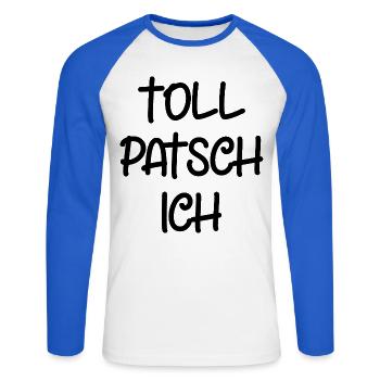 Tollpatsch Ich tollpatschig lustig tollpatschich - Unisex Baseballshirt langarm - Weiß/Royalblau - Vorne - Nik (191cm)