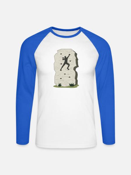 Klettern Kletterer Bouldern Bergsteiger - Unisex Baseballshirt langarm - Weiß/Royalblau