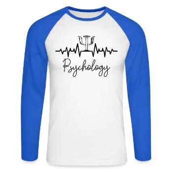 psychologue - T-shirt baseball manches longues Homme - blanc/bleu royal - Devant - Nik (191cm)