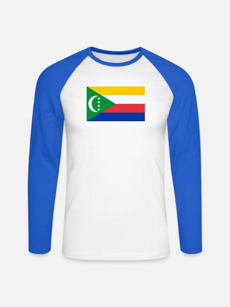 Komoren - Unisex Baseballshirt langarm - Weiß/Royalblau