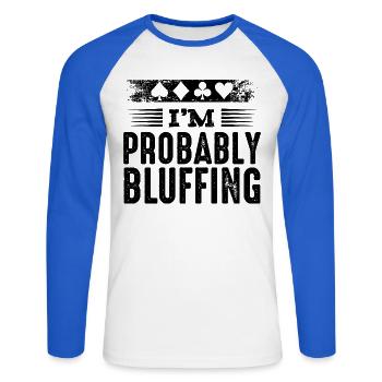Poker - Unisex Long Sleeve Baseball T-Shirt - white/royal blue - Front - Nik (191cm)