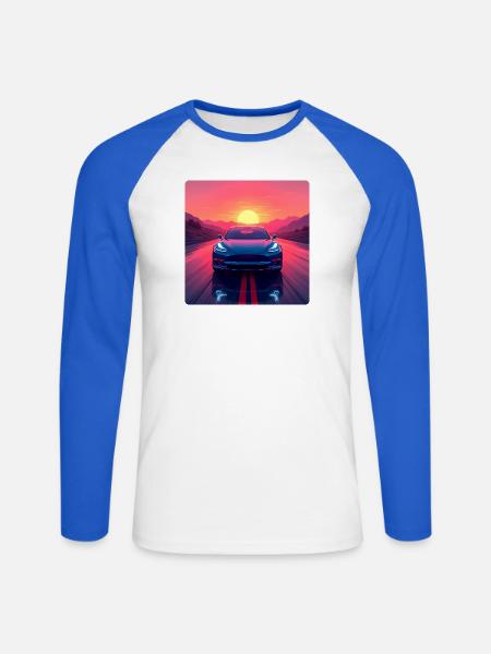 Electric Highway - Unisex Long Sleeve Baseball T-Shirt - white/royal blue