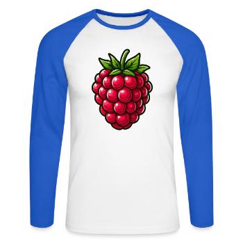 Himbeere, Obst - Unisex Baseballshirt langarm - Weiß/Royalblau - Vorne - Nik (191cm)