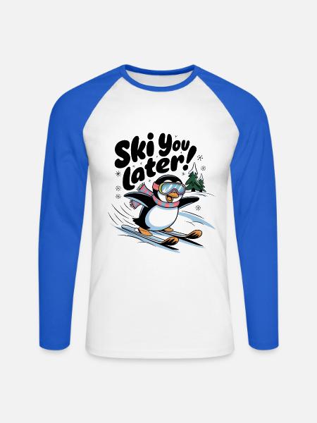 Ski You Later - Unisex Long Sleeve Baseball T-Shirt - white/royal blue