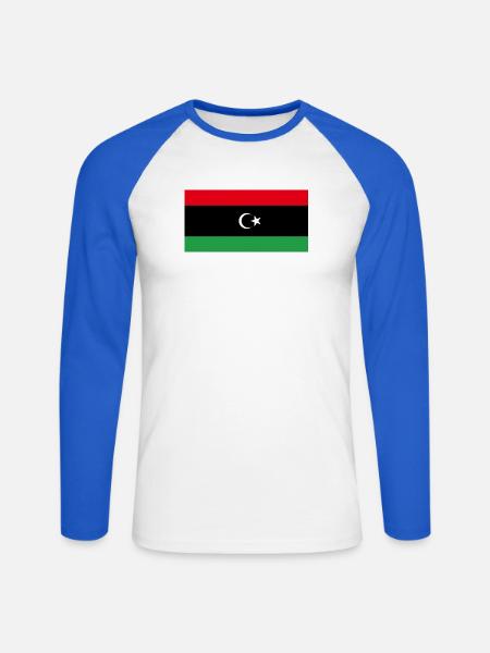 Libyen - Unisex Baseballshirt langarm - Weiß/Royalblau
