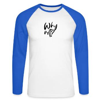 Pourquoi pas? - T-shirt baseball manches longues Homme - blanc/bleu royal - Devant - Nik (191cm)