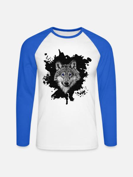 Blaue Augen - Unisex Baseballshirt langarm - Weiß/Royalblau