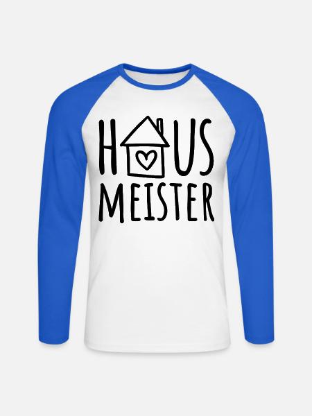 Hausmeister - Unisex Baseballshirt langarm - Weiß/Royalblau