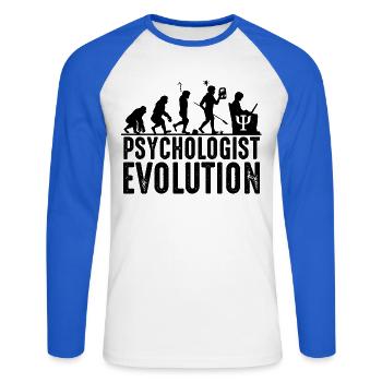 psychologue - T-shirt baseball manches longues Homme - blanc/bleu royal - Devant - Nik (191cm)