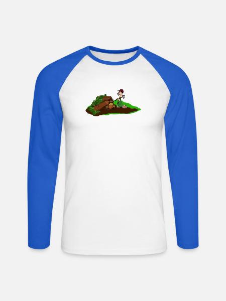 holzfäller - Unisex Baseballshirt langarm - Weiß/Royalblau