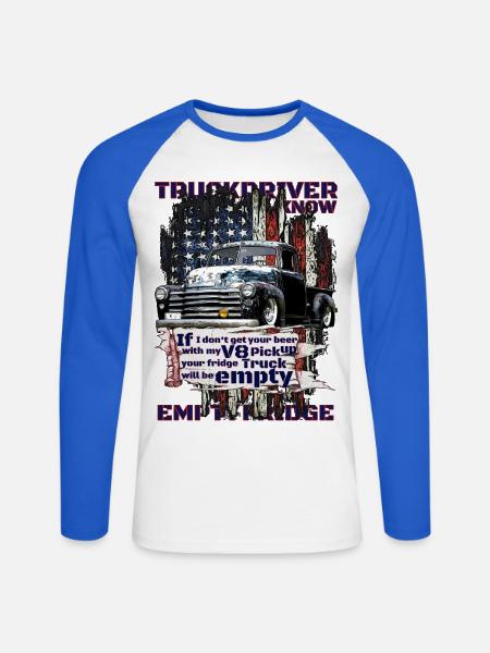 V8 Pickup Patriot Flagge - Unisex Baseballshirt langarm - Weiß/Royalblau