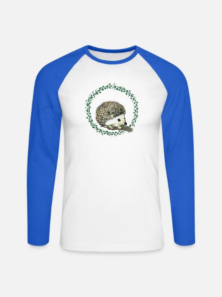 Hérisson - T-shirt baseball manches longues Homme - blanc/bleu royal