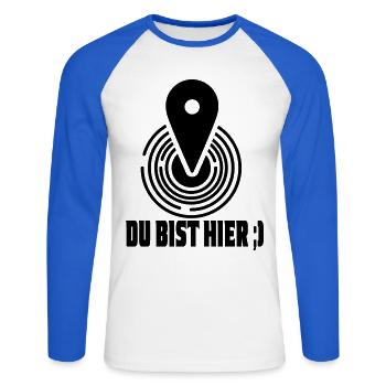 Vous êtes ici, votre position actuelle - T-shirt baseball manches longues Homme - blanc/bleu royal - Devant - Nik (191cm)
