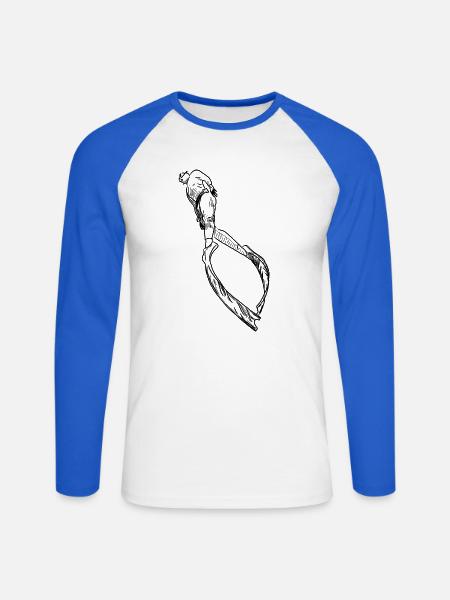 Apnoe 001 black - Unisex Baseballshirt langarm - Weiß/Royalblau