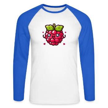 Liebe Himbeere - Unisex Baseballshirt langarm - Weiß/Royalblau - Vorne - Nik (191cm)