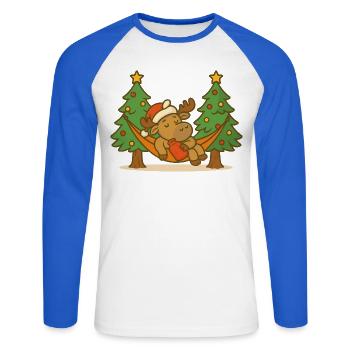 Elch Weihnachten Hängematte Cartoon - Unisex Baseballshirt langarm - Weiß/Royalblau - Vorne - Nik (191cm)