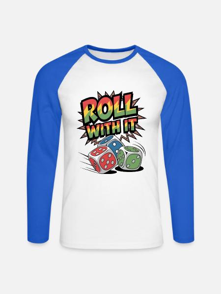 Roulez avec - T-shirt baseball manches longues Homme - blanc/bleu royal