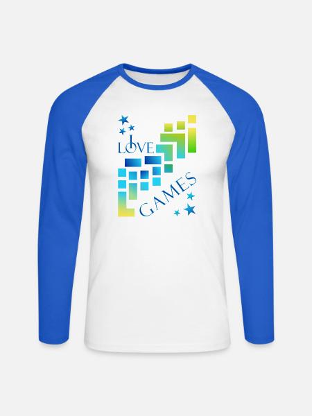 I love games - Unisex Baseballshirt langarm - Weiß/Royalblau