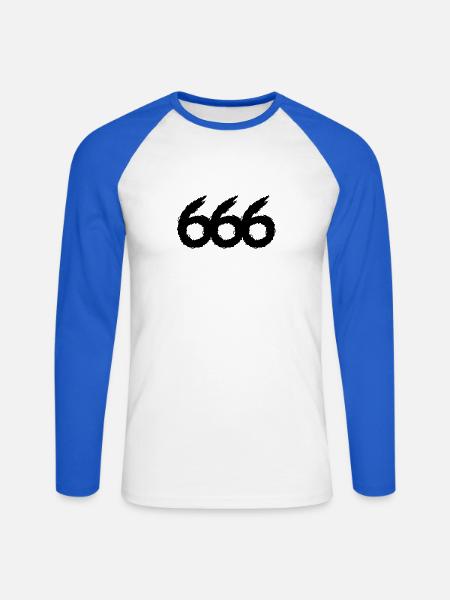 666 Symbol Zahl Böse Teufel - Unisex Baseballshirt langarm - Weiß/Royalblau