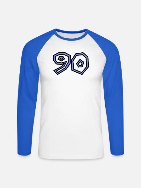 90 - Unisex Long Sleeve Baseball T-Shirt - white/royal blue
