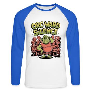 Silence d’un pupille orque - T-shirt baseball manches longues Homme - blanc/bleu royal - Devant - Nik (191cm)