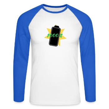 1000% energy - Unisex Long Sleeve Baseball T-Shirt - white/royal blue - Front - Nik (191cm)