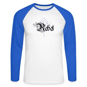 Rebel - T-shirt baseball manches longues Homme - blanc/bleu royal - Devant - Nik (191cm)