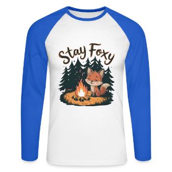 Stay Foxy - Unisex Long Sleeve Baseball T-Shirt - white/royal blue - Front - Nik (191cm)