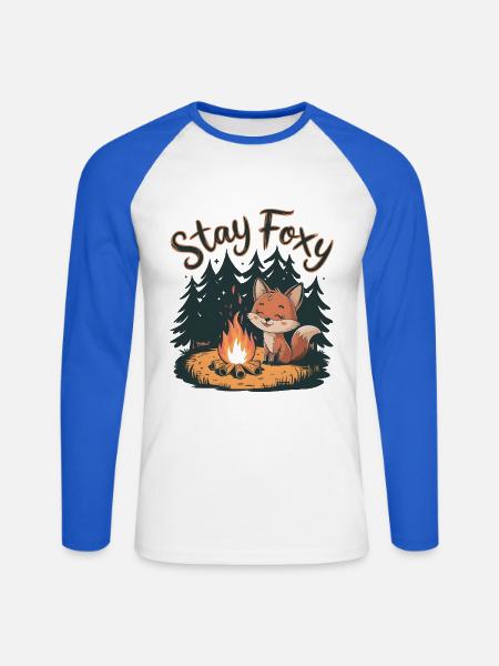 Bleib fuchsig - Unisex Baseballshirt langarm - Weiß/Royalblau
