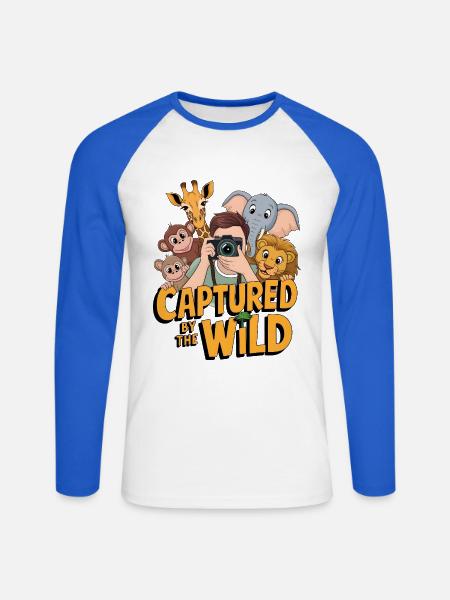 Captured By The Wild - Unisex Long Sleeve Baseball T-Shirt - white/royal blue