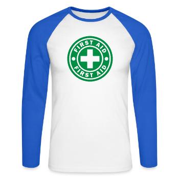 First Aid Medical Cross Sicherheitssymbol Vektor-Symbol - Unisex Baseballshirt langarm - Weiß/Royalblau - Vorne - Nik (191cm)
