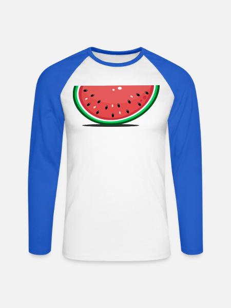 Wassermelone Design Scheibe - Unisex Baseballshirt langarm - Weiß/Royalblau