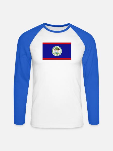 Belize - Unisex Baseballshirt langarm - Weiß/Royalblau