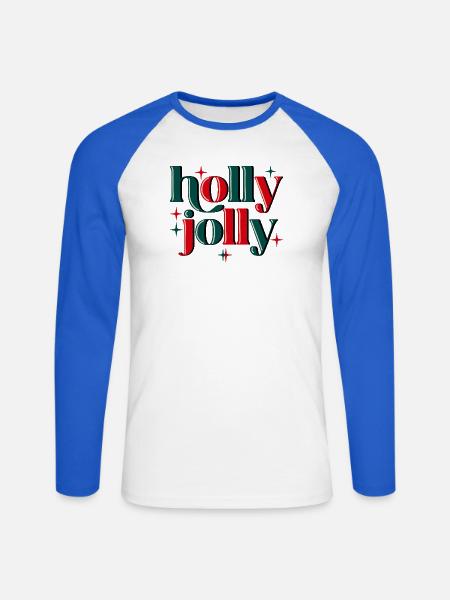Holly Jolly Xmas - Unisex Baseballshirt langarm - Weiß/Royalblau