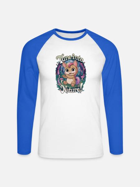 Tune Into Nature! - Unisex Long Sleeve Baseball T-Shirt - white/royal blue