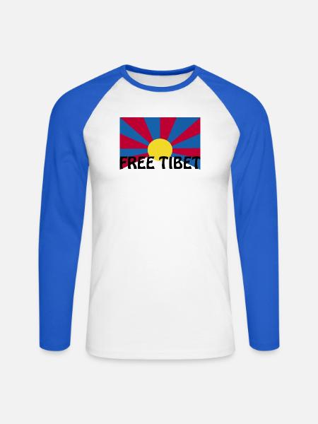 free tibet - Unisex Baseballshirt langarm - Weiß/Royalblau