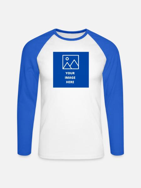 Minimalistische Berge auf blauem Hintergrund - Unisex Baseballshirt langarm - Weiß/Royalblau
