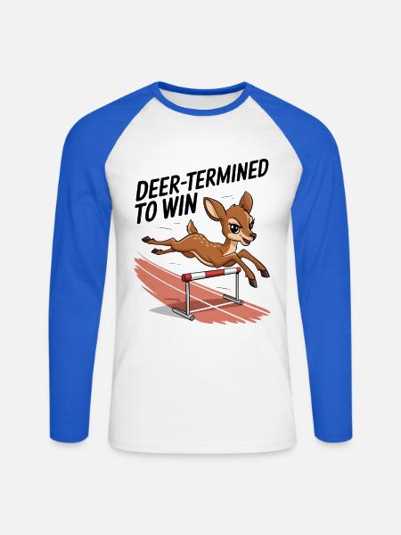 Deer-Termined pour gagner - T-shirt baseball manches longues Homme - blanc/bleu royal