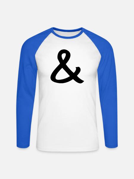 esperluette - T-shirt baseball manches longues Homme - blanc/bleu royal