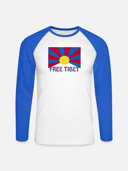 free tibet - Unisex Baseballshirt langarm - Weiß/Royalblau