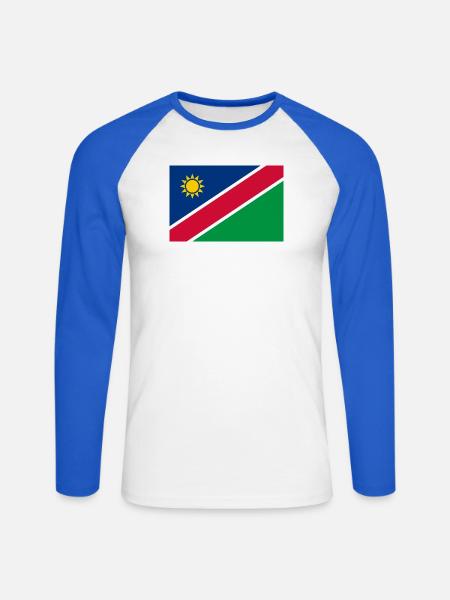 Namibia - Unisex Baseballshirt langarm - Weiß/Royalblau