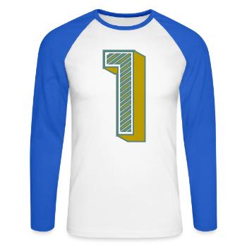 1. 1 YEAR. 1st ANNIVERSARY. 1 YEAR BIRTHDAY - Unisex Long Sleeve Baseball T-Shirt - white/royal blue - Front - Nik (191cm)